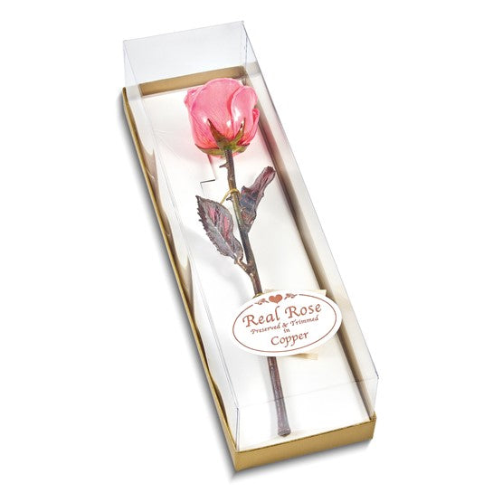 Pink Lacquer Dipped Copper Trimmed Real Rose