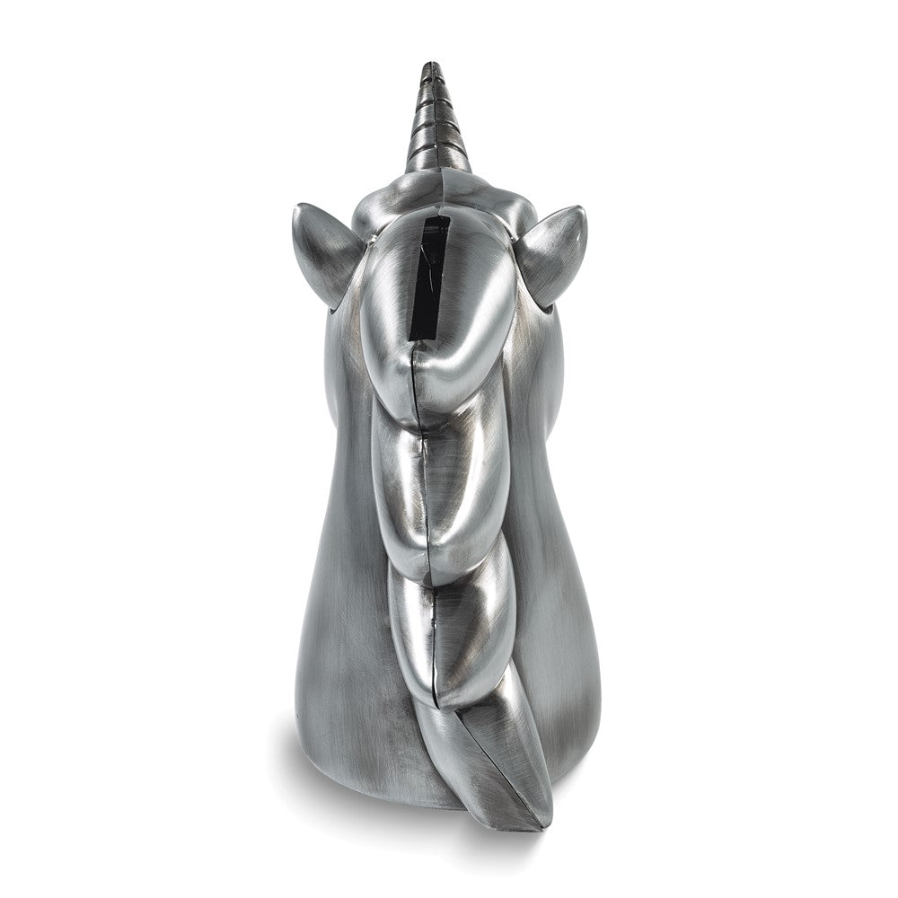 Pewter-tone Unicorn Head Bank