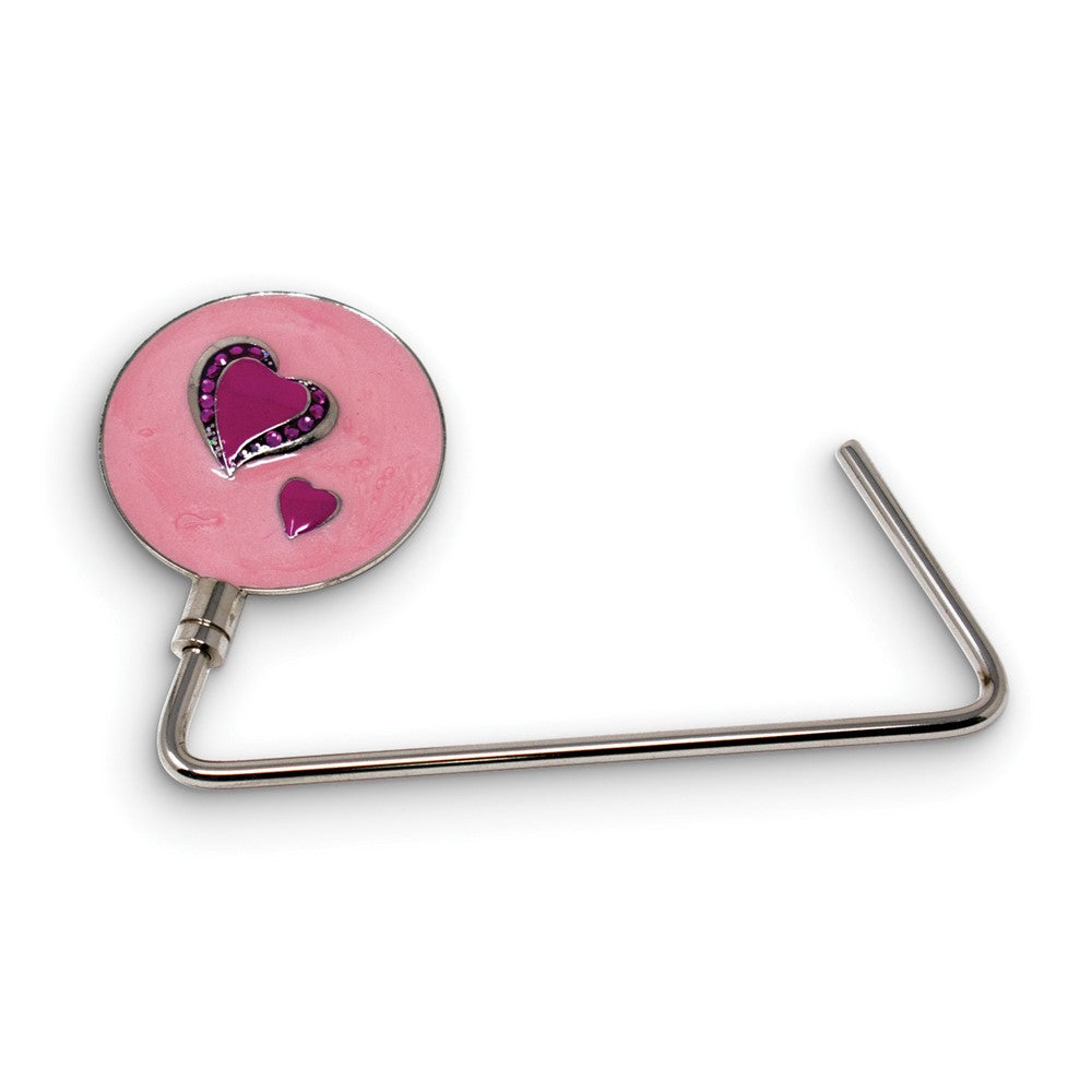 Pink and Red Enameled Hearts Crystal Handbag Hook