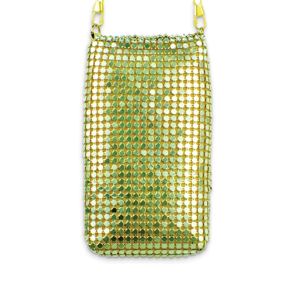Gold Aluminum Mesh Purse with Chain