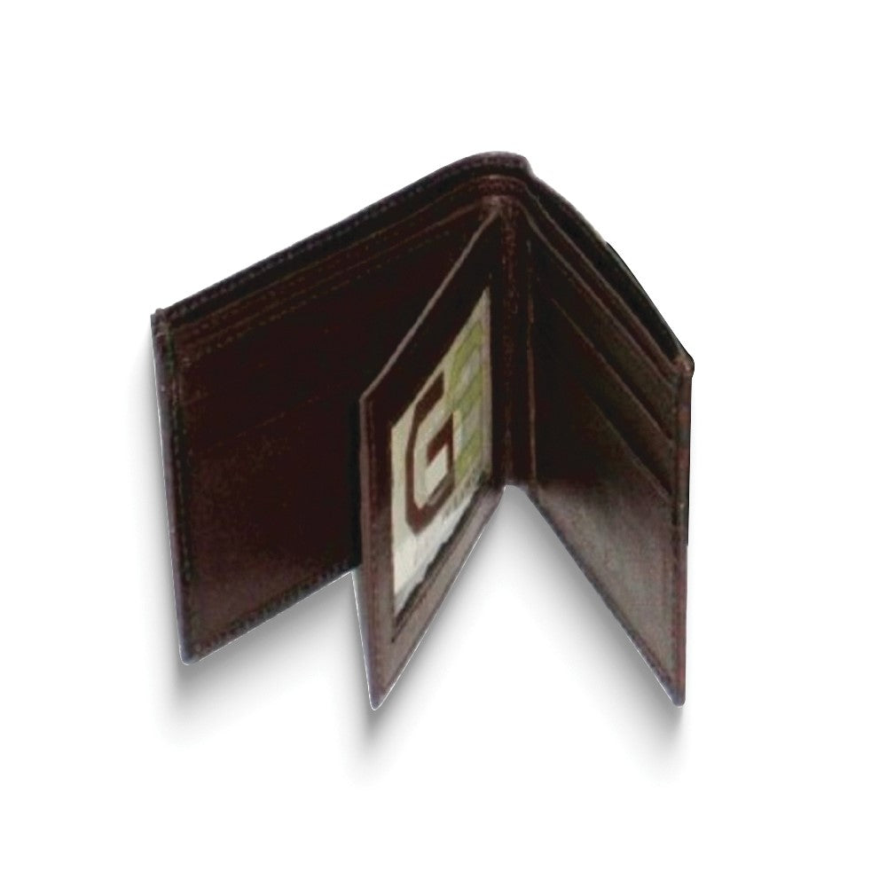 Brown Cowhide Crocodile Leather Bi-fold Wallet with Four Card Slots and ID Slot