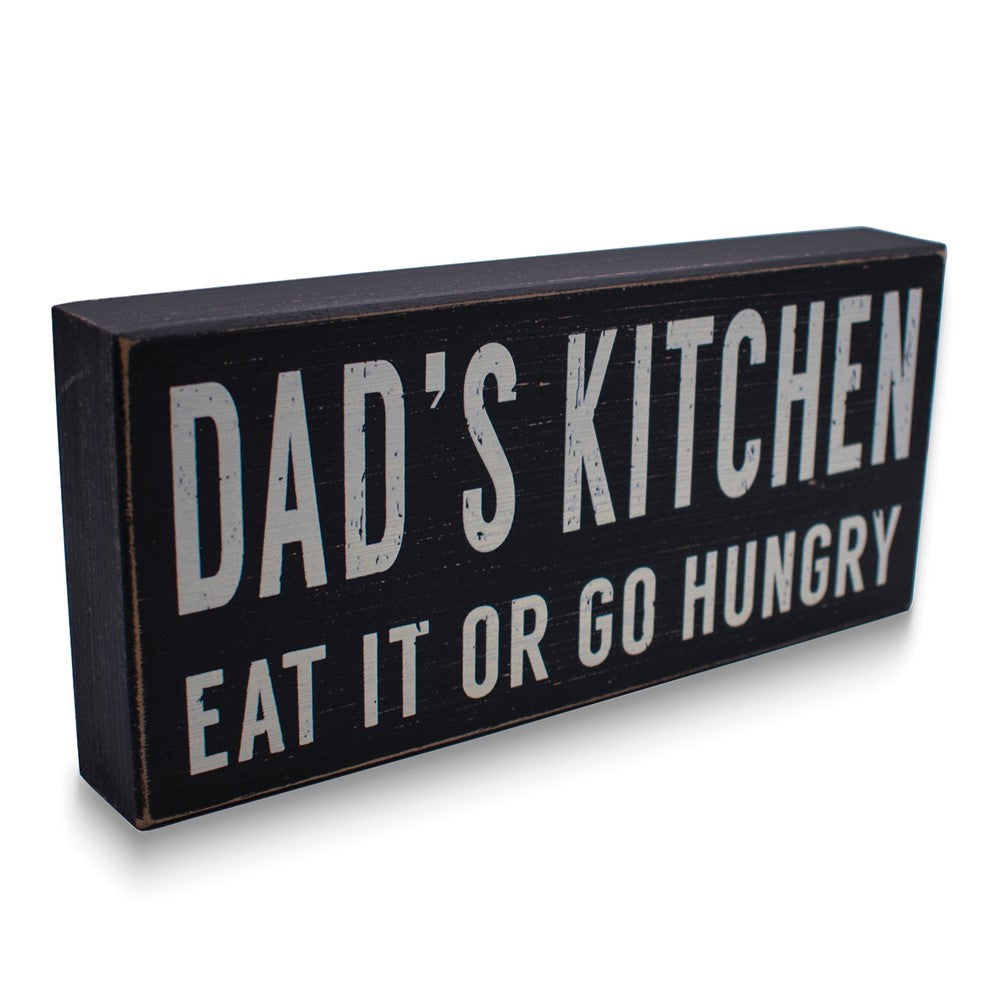 Dads Kitchen Distressed Black Wooden Plaque