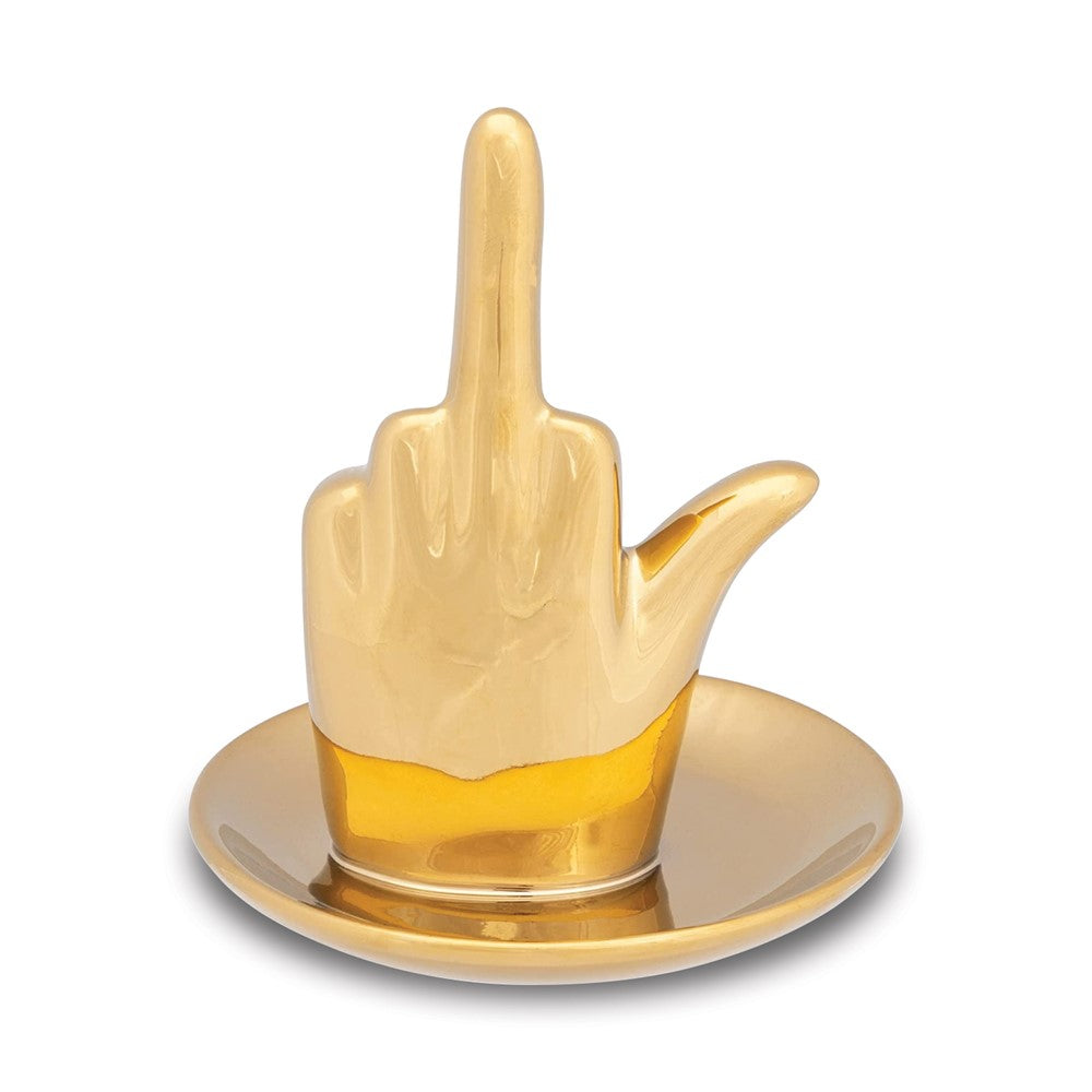 Gold-tone Ceramic Middle Finger Ring Holder