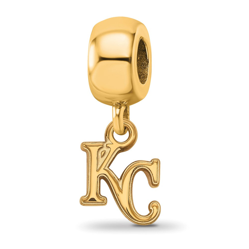Sterling Silver Gold-plated MLB Kansas City Royals K-C Extra Small Dangle Bead