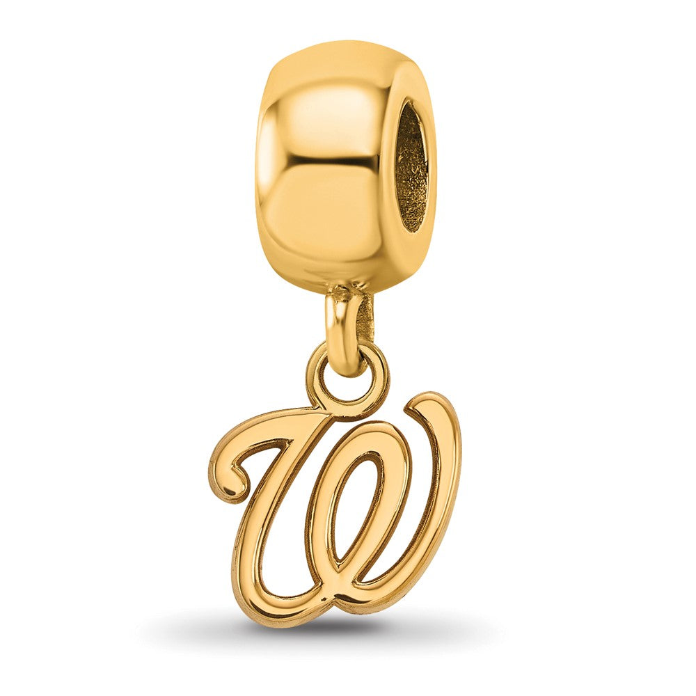 Sterling Silver Gold-plated MLB Washington Nationals Letter W Extra Small Dangle Bead