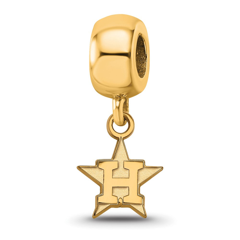 Sterling Silver Gold-plated MLB Houston Astros Letter H Star Extra Small Dangle Bead