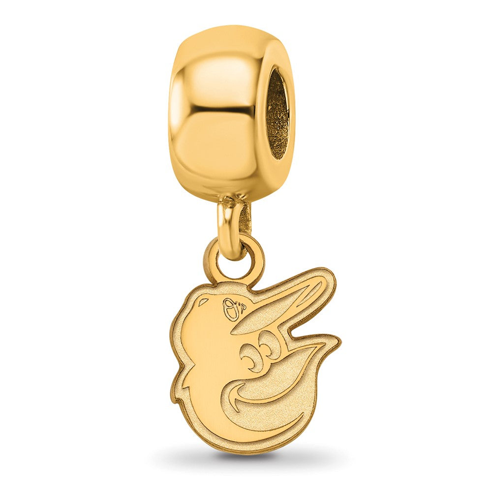 Sterling Silver Gold-plated MLB Baltimore Orioles Extra Small Dangle Bead