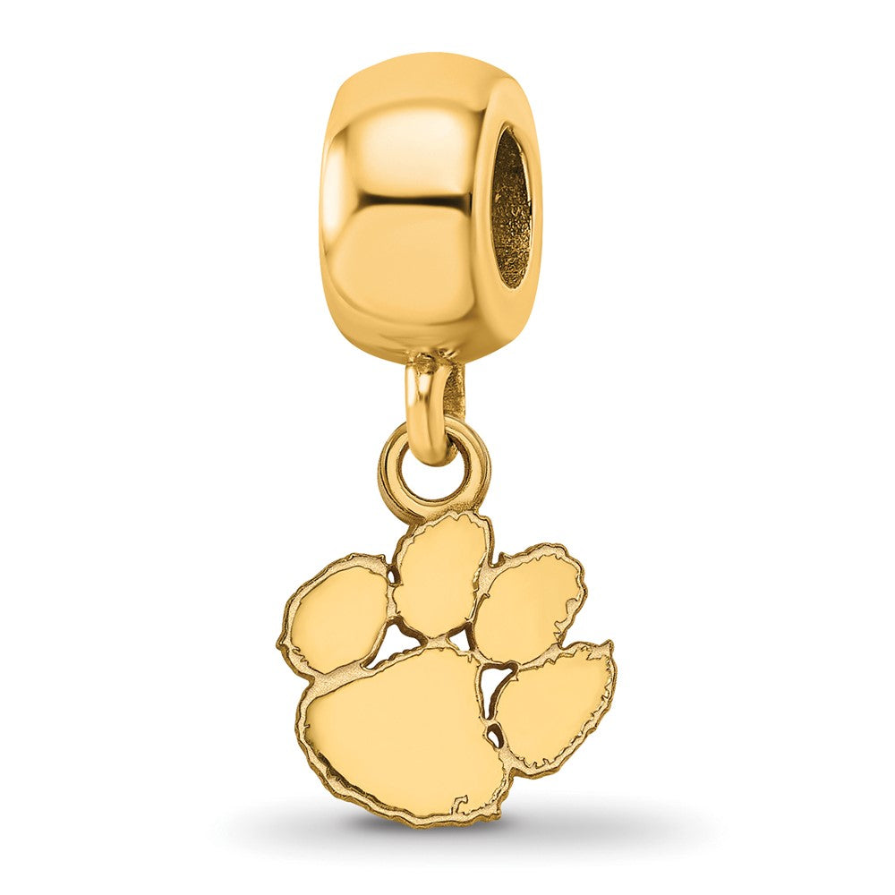 Sterling Silver Gold-plated Clemson University Tiger Paw Extra Small Dangle Bead Charm