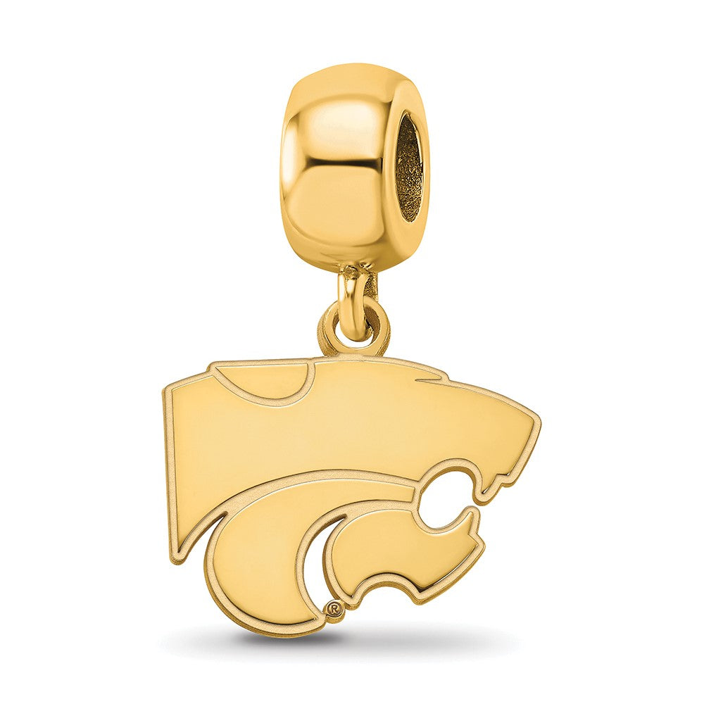 Sterling Silver Gold-plated Kansas State University Wildcat Small Dangle Bead Charm
