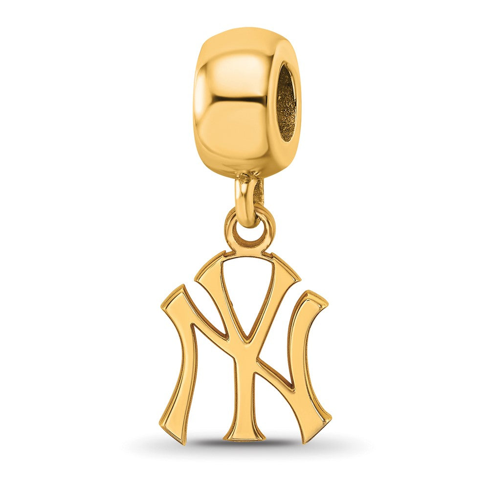 Sterling Silver Gold-plated MLB New York Yankees N-Y Small Dangle Bead