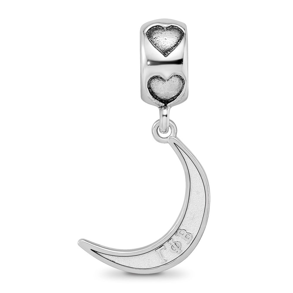 Sterling Silver RH-P Gamma Phi Beta Crescent Moon Heart Bead