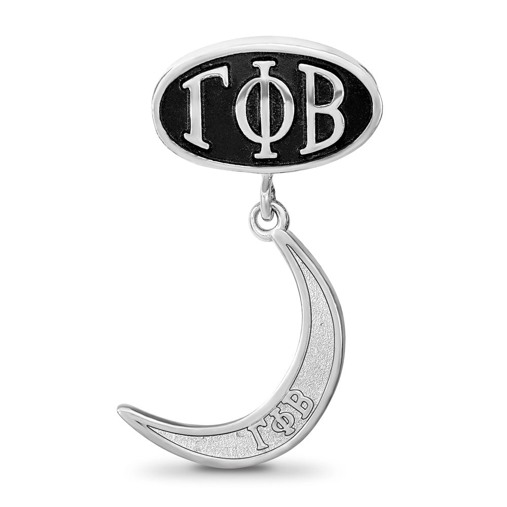 Sterling Silver Gamma Phi Beta Sorority Greek Letters Enameled Oval with Crescent Moon Dangle Bead