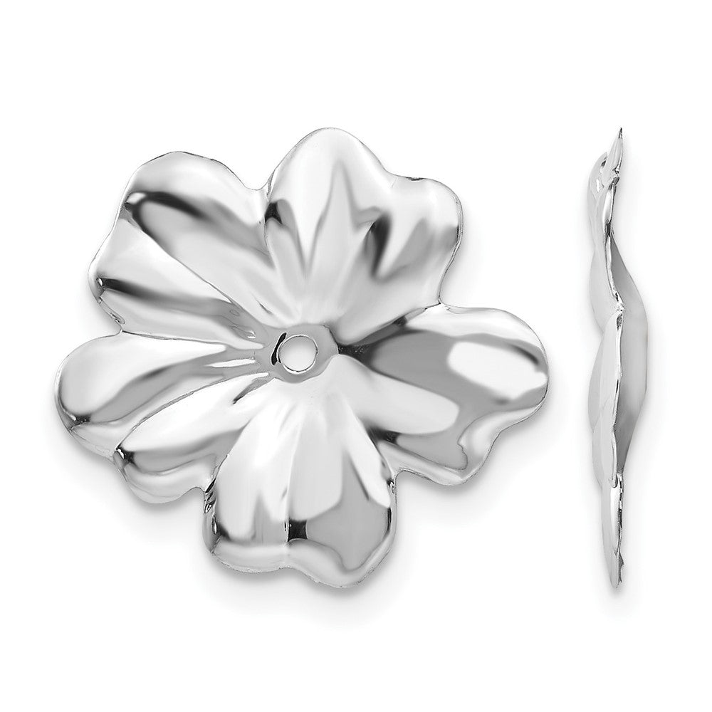 14k White Gold Floral Earring Jackets