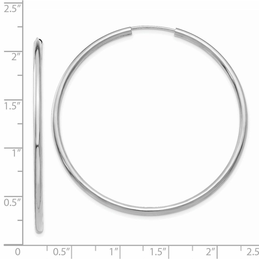 14k White Gold Polished Endless 2mm Hoop Earrings