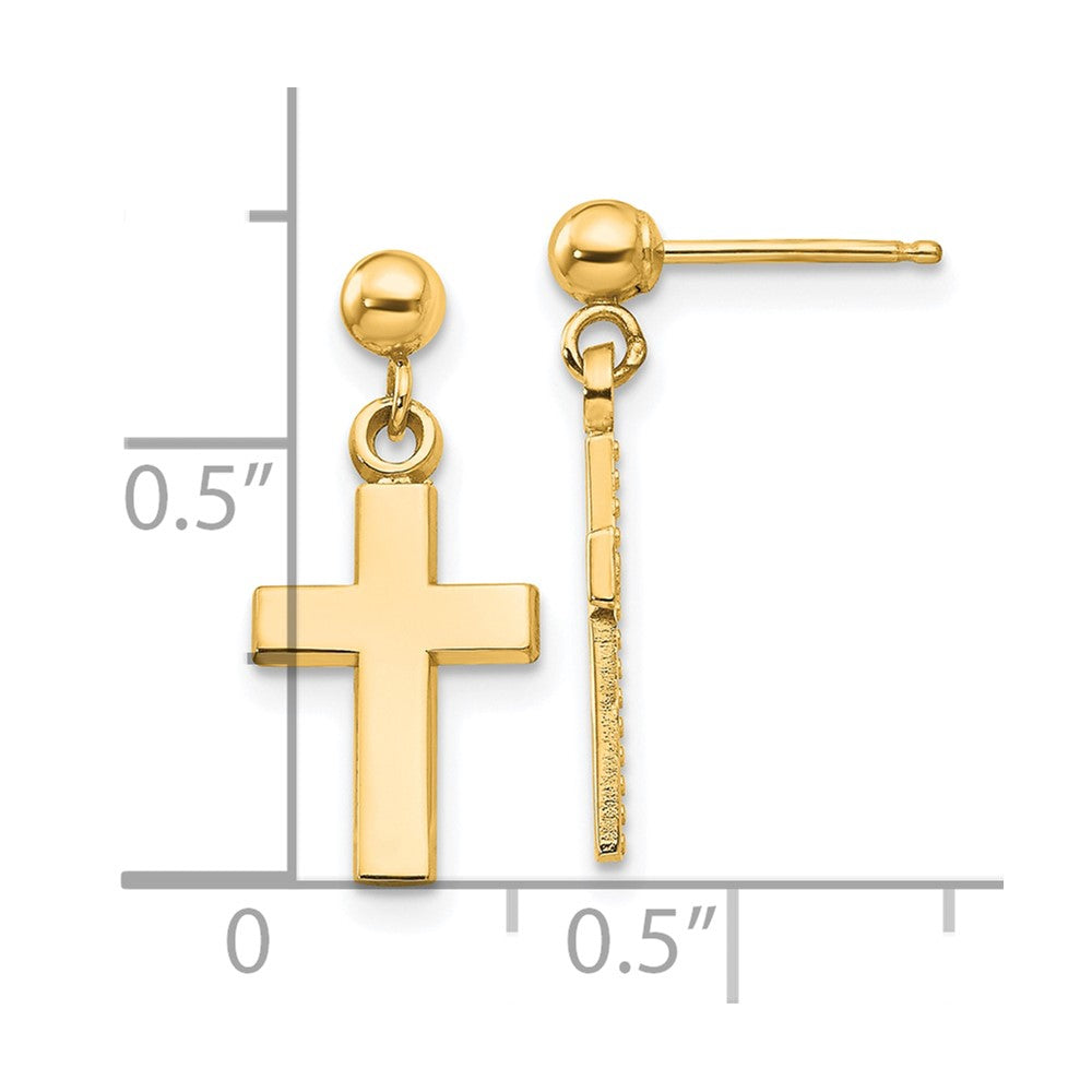 14k Polished Cross Earrings