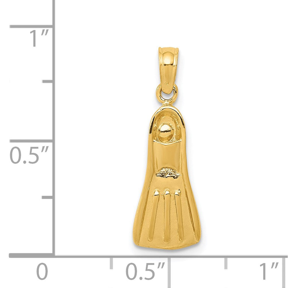 14K 3D Scuba Flipper Pendant