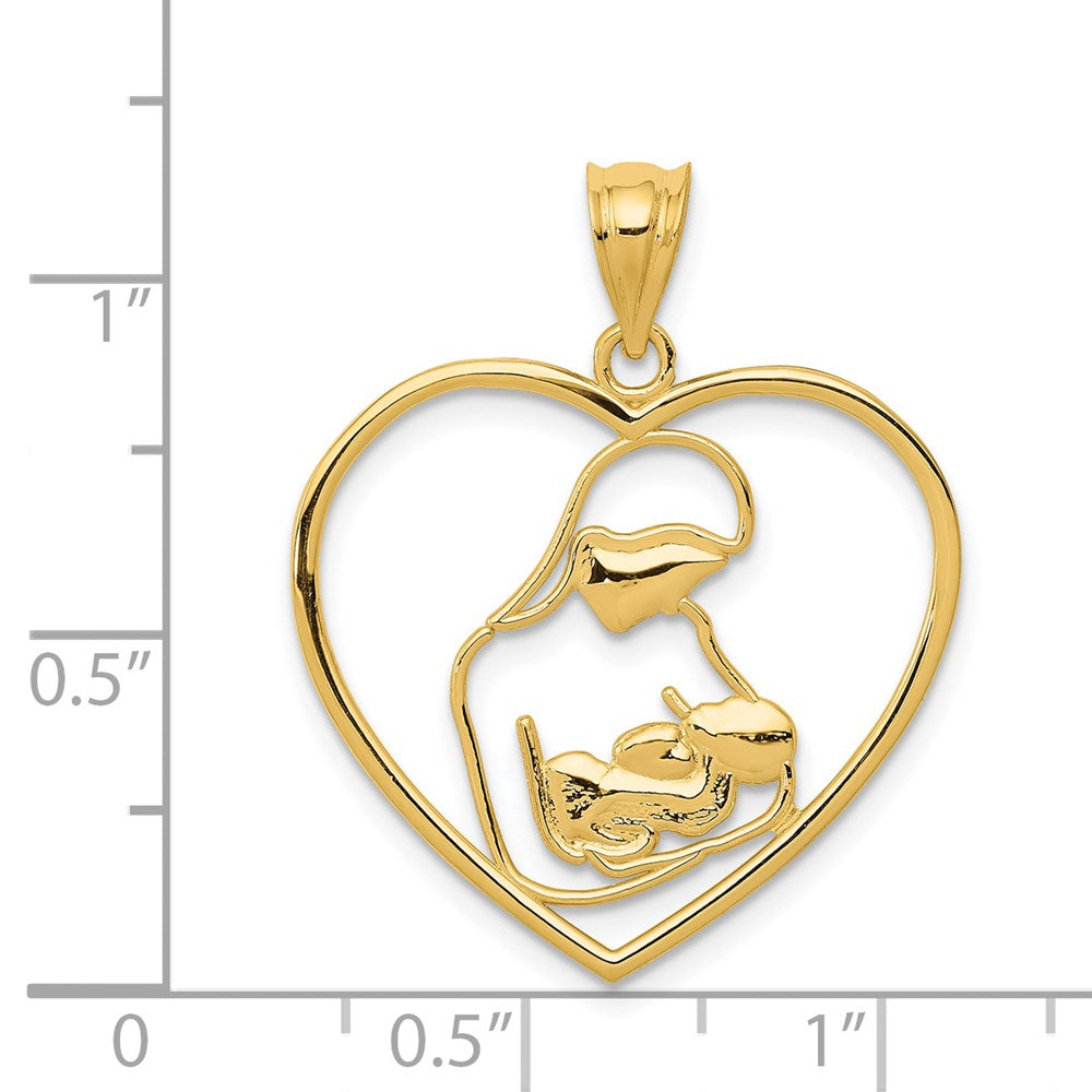 14k Mother and in Heart Pendant