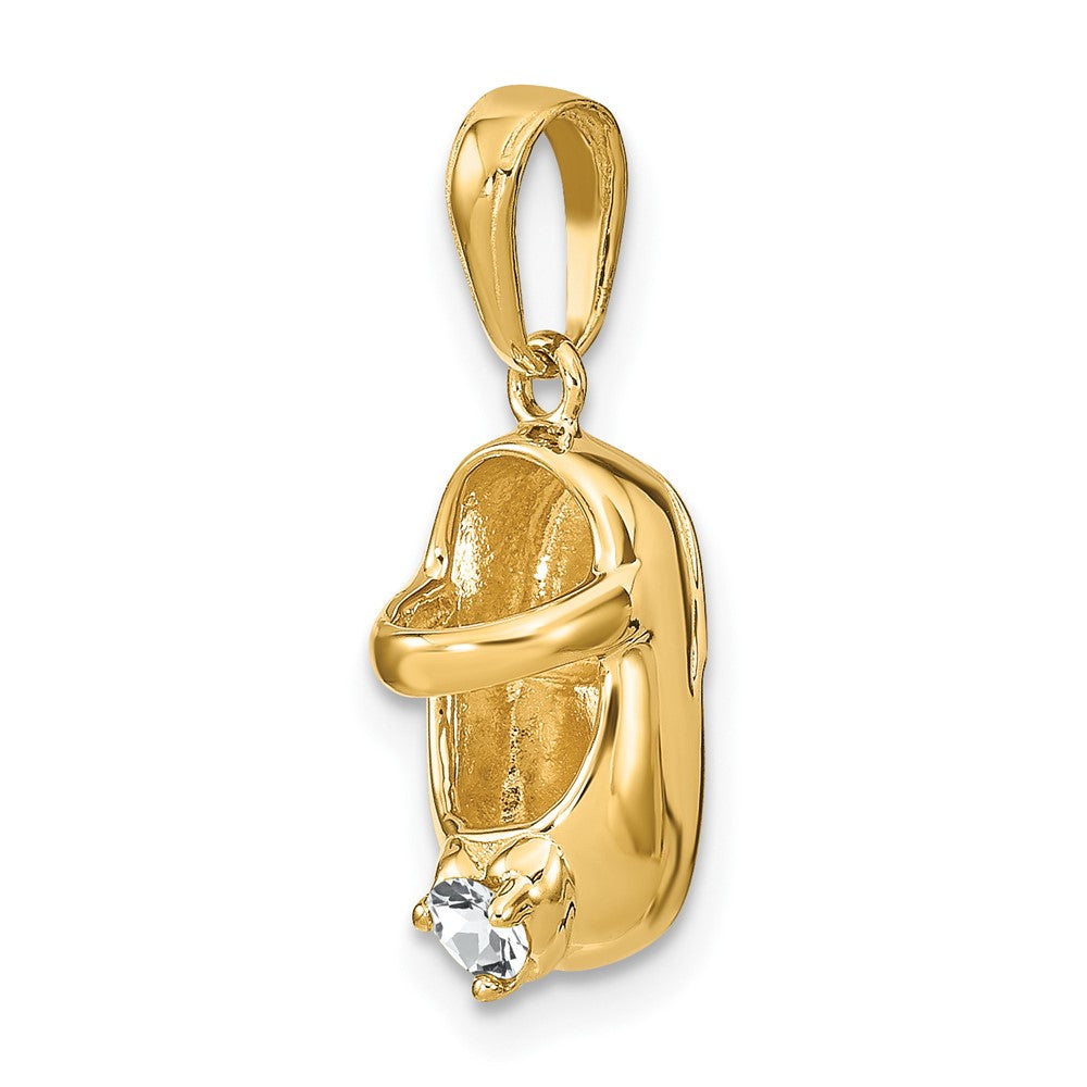 14k 3-D April/Synthetic Stone Engraveable Shoe Charm