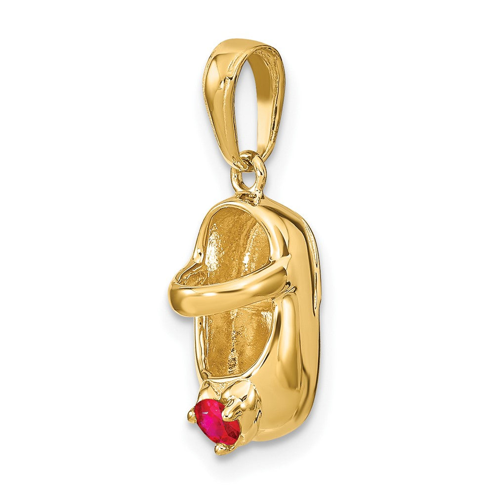 14k 3-D July/Synthetic Stone Engraveable Shoe Charm
