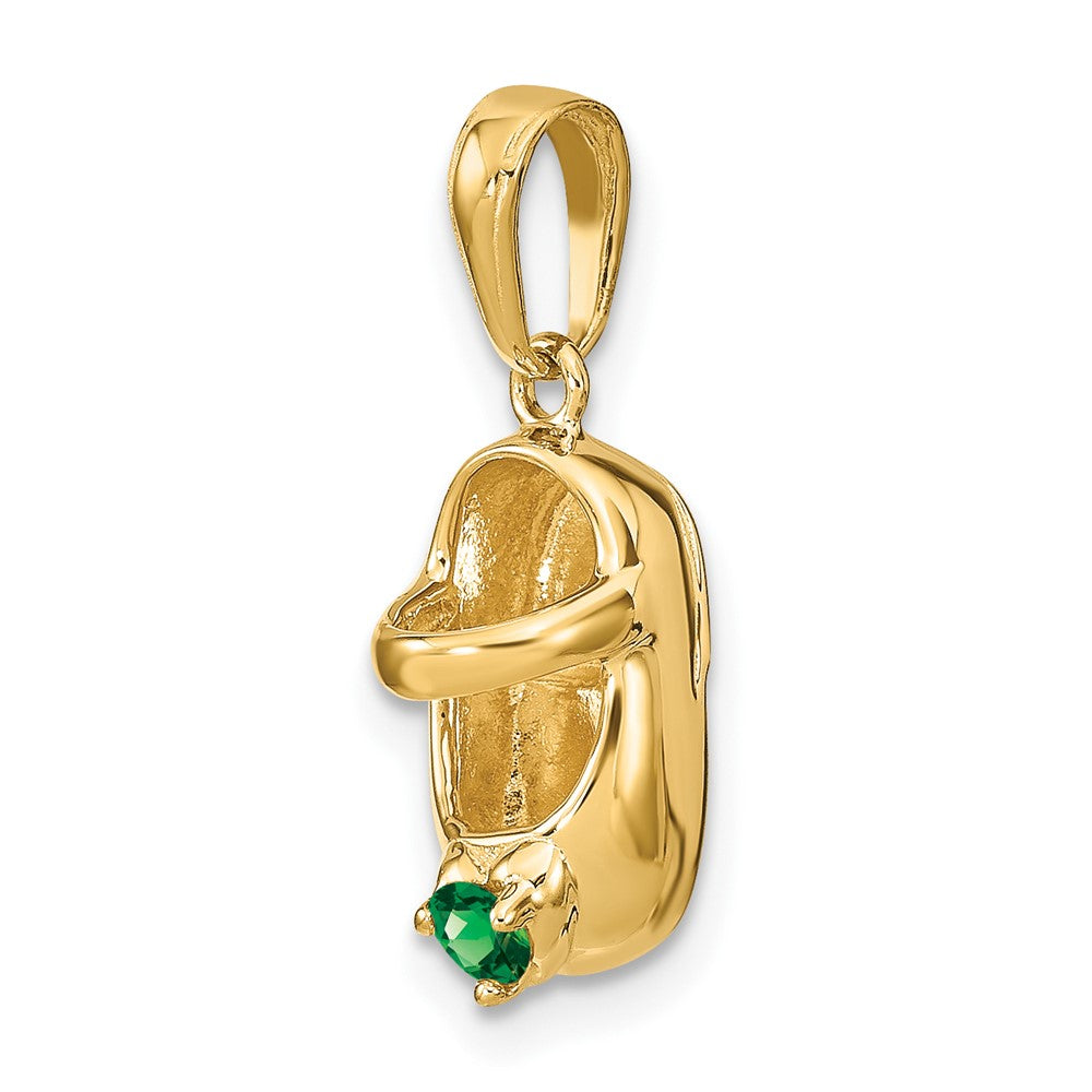 14k 3-D May/Synthetic Stone Engraveable Shoe Charm
