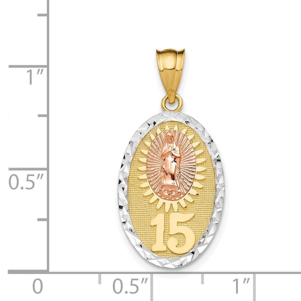 14K Two-tone w/White Rhodium Guadalupe 15 Pendant