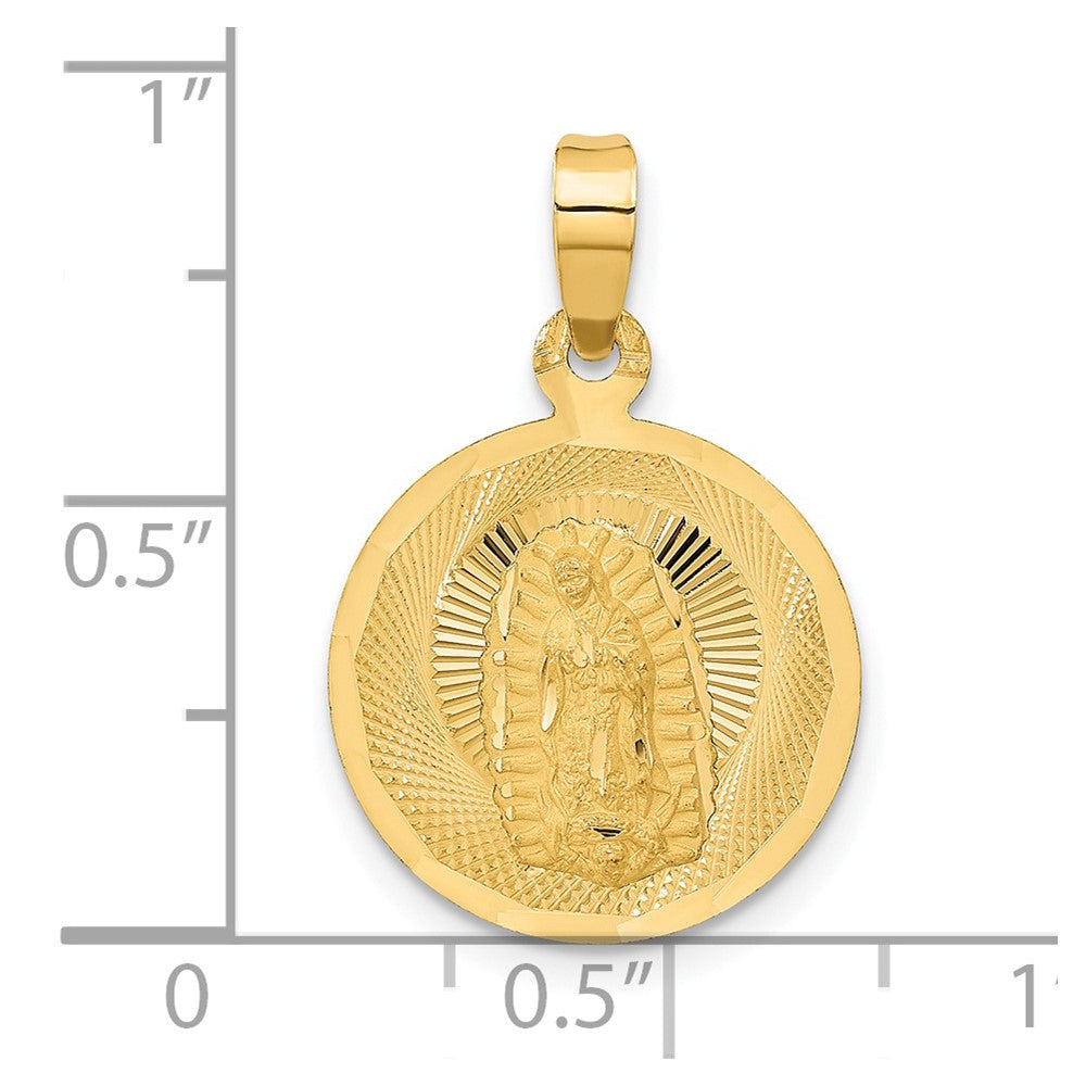 14K Polished D/C Of Guadalupe Circle Pendant