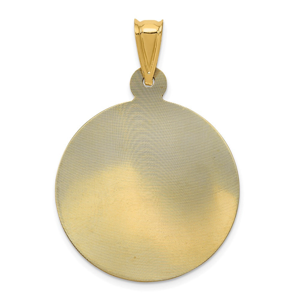 14K w/Rhodium Polished D/C Of Guadalupe Circle Pendant