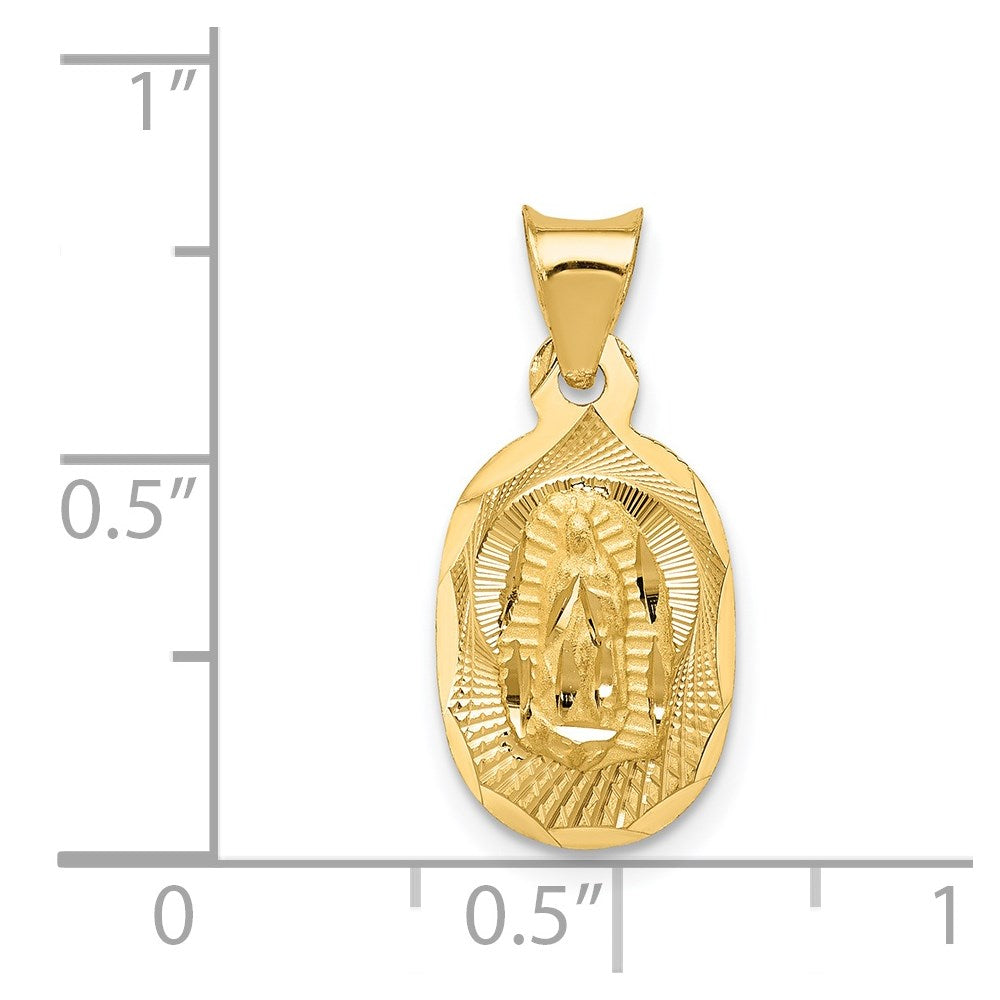 14K Polished D/C Of Guadalupe Oval Pendant