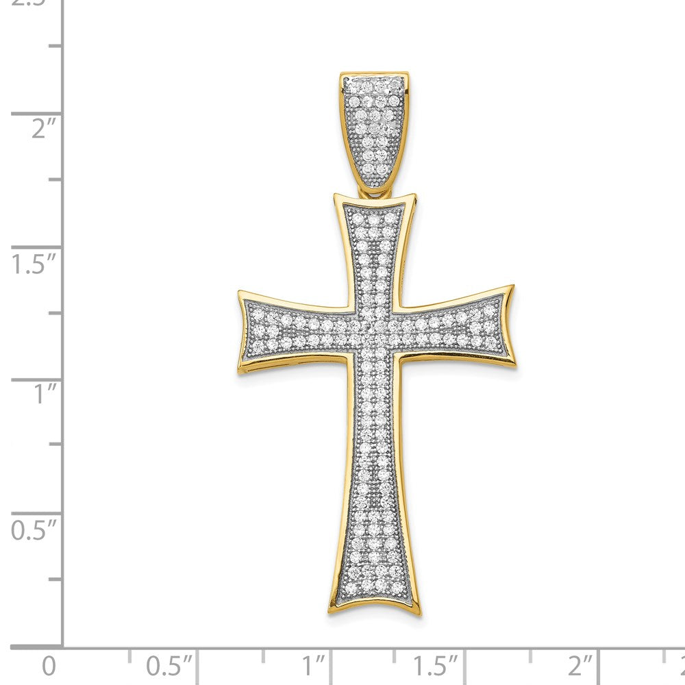 14k w/Rhodium Micro Pav‚ CZ Large Cross Pendant