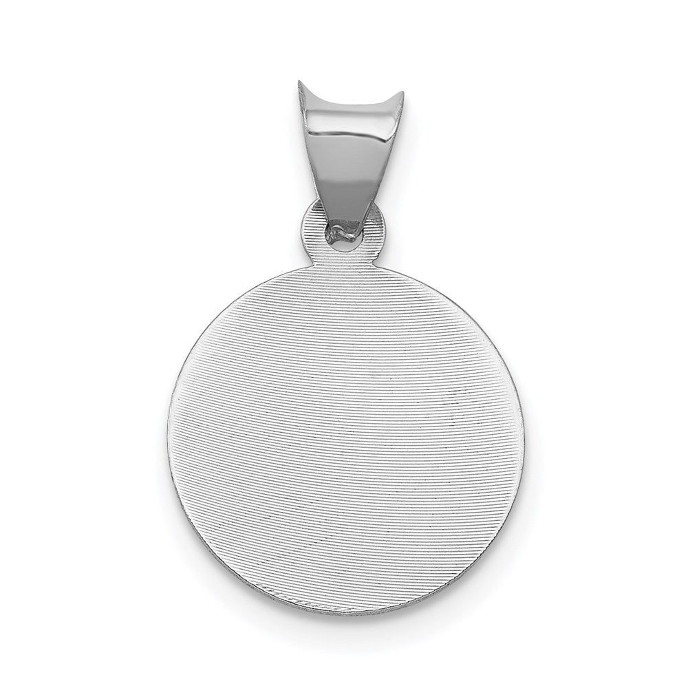 14k White Gold Our of Guadalupe Semi-solid Round Pendant