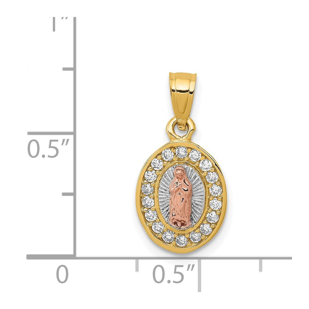 14K Two-Tone w/White Rhodium D/C CZ Guadalupe Pendant