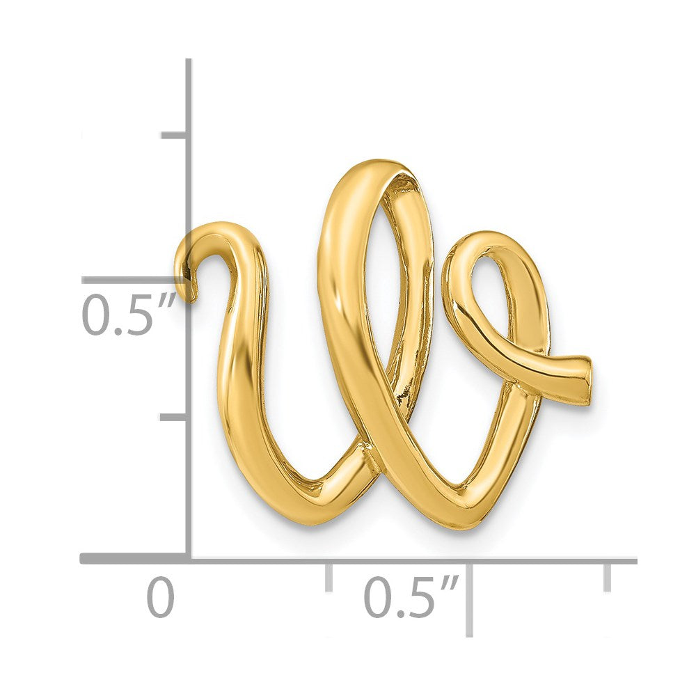 14K Polished Letter W Initial Slide