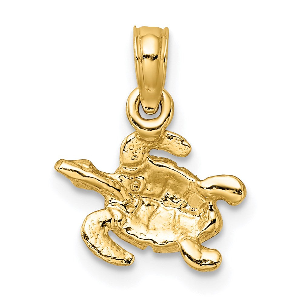 14K Textured and Enameled Sea Turtle Charm