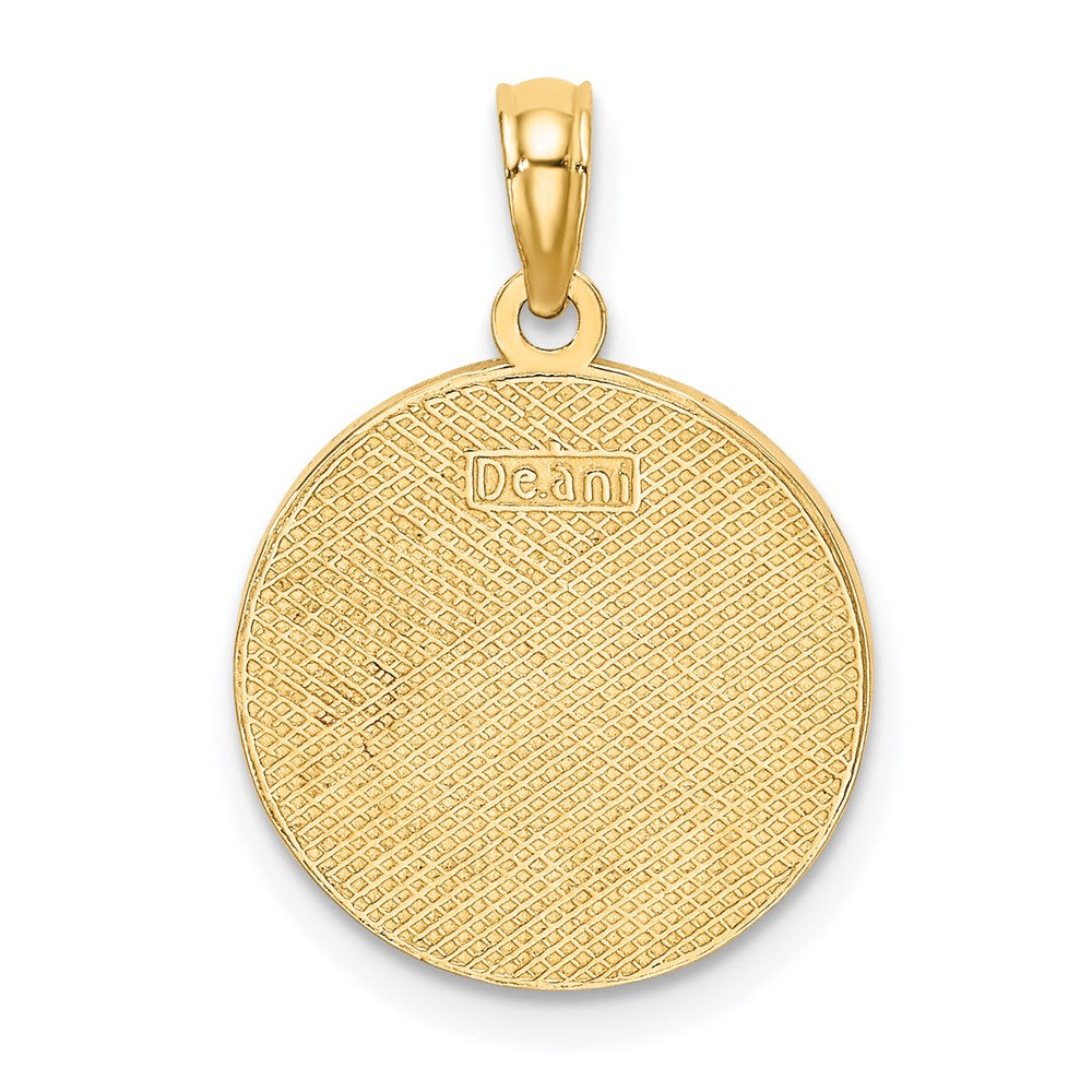 14K w/ Enamel HAPPY HOLIDAYS w/ Holly On Round Disc Charm