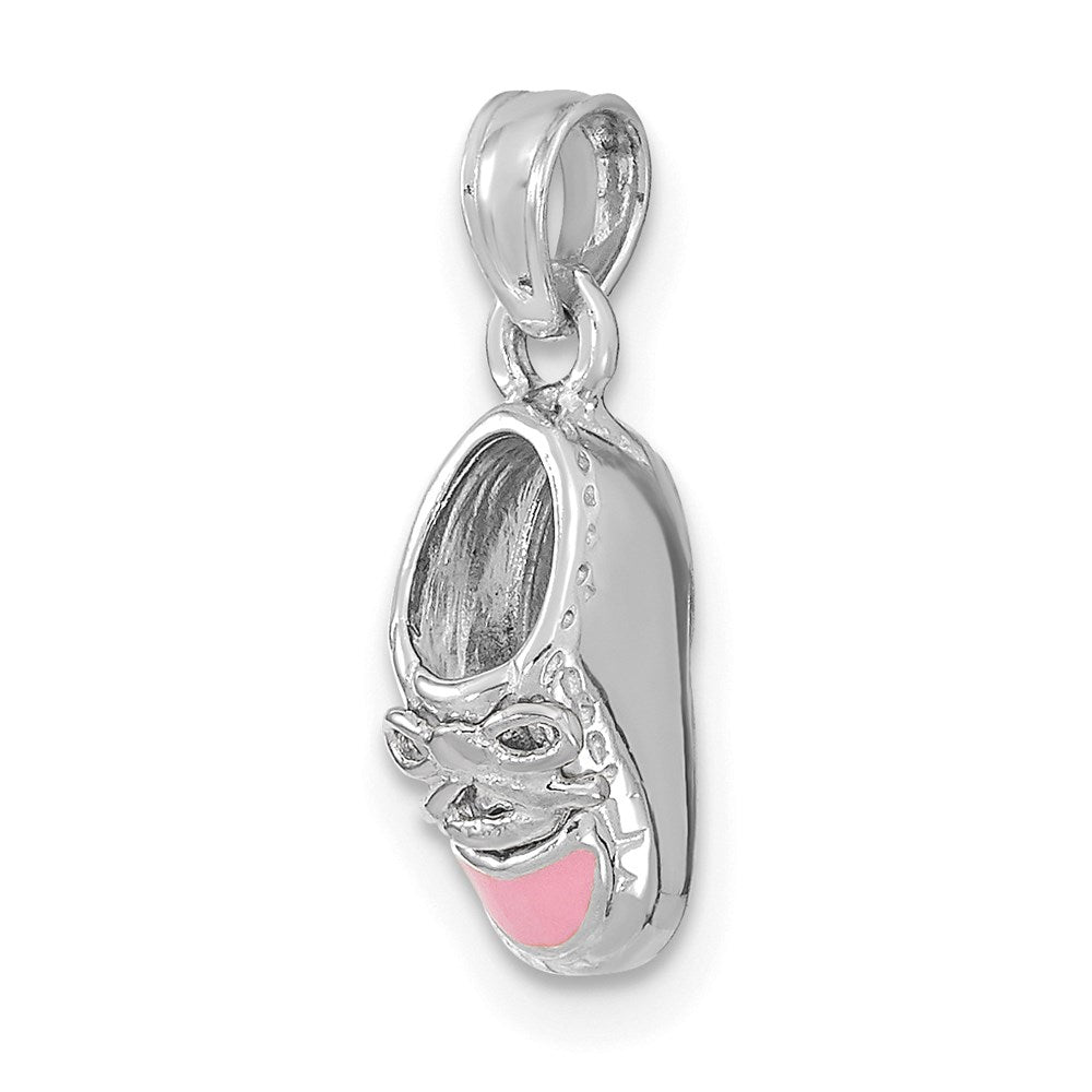 14K White Gold 3-D Pink Enamel Shoe Charm