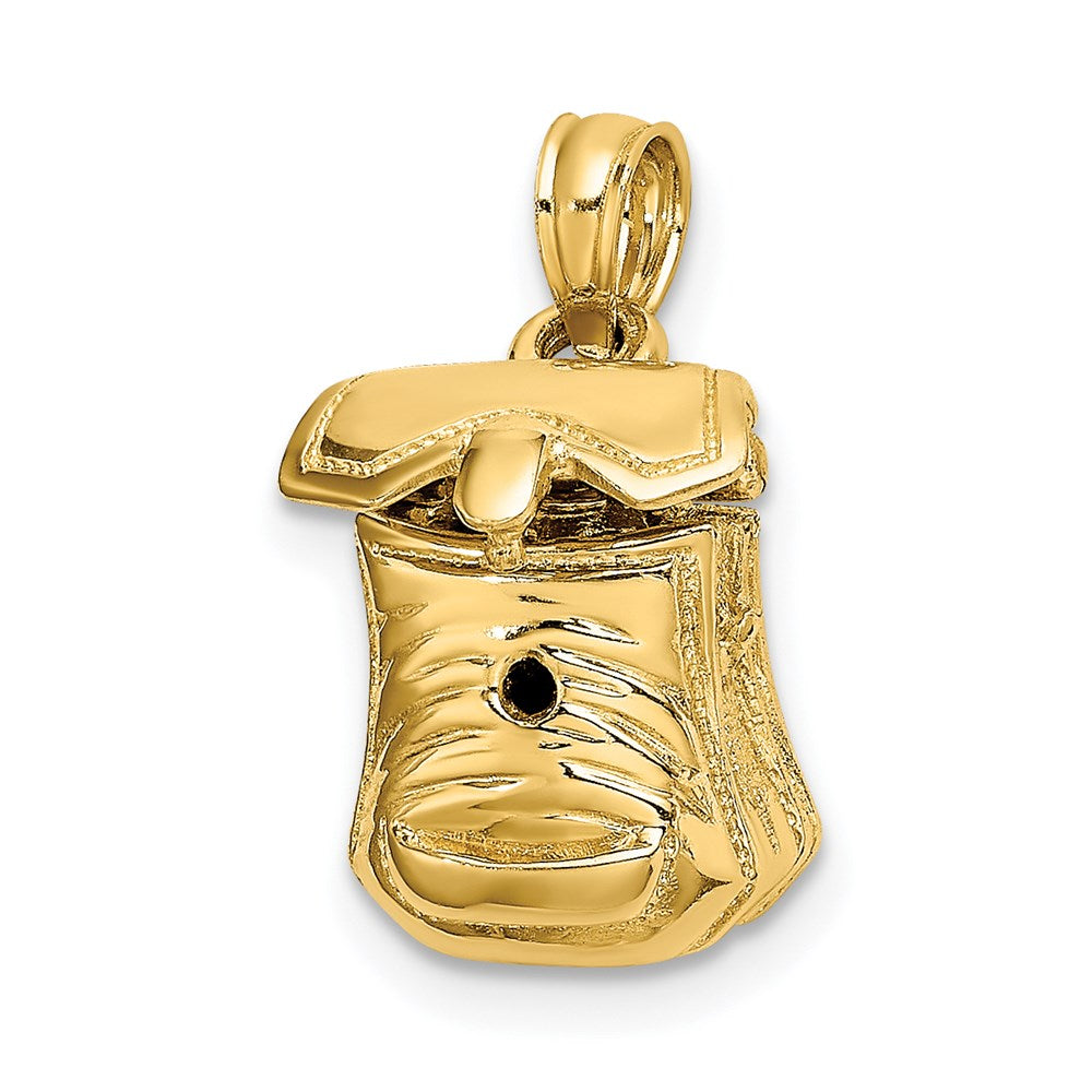 14K 3-D Polished Back Pack w/ Moveable Lid Charm