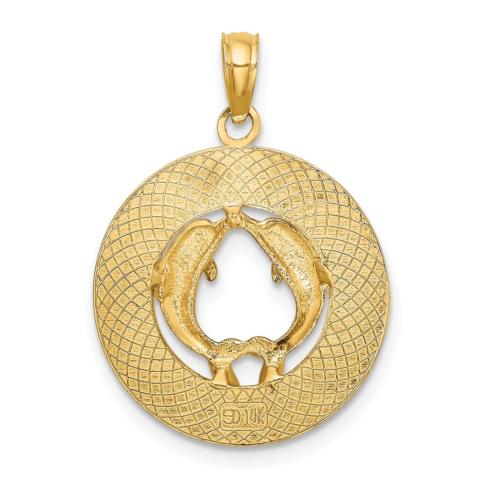14K MIAMI BEACH w/Dolphins Circle Charm