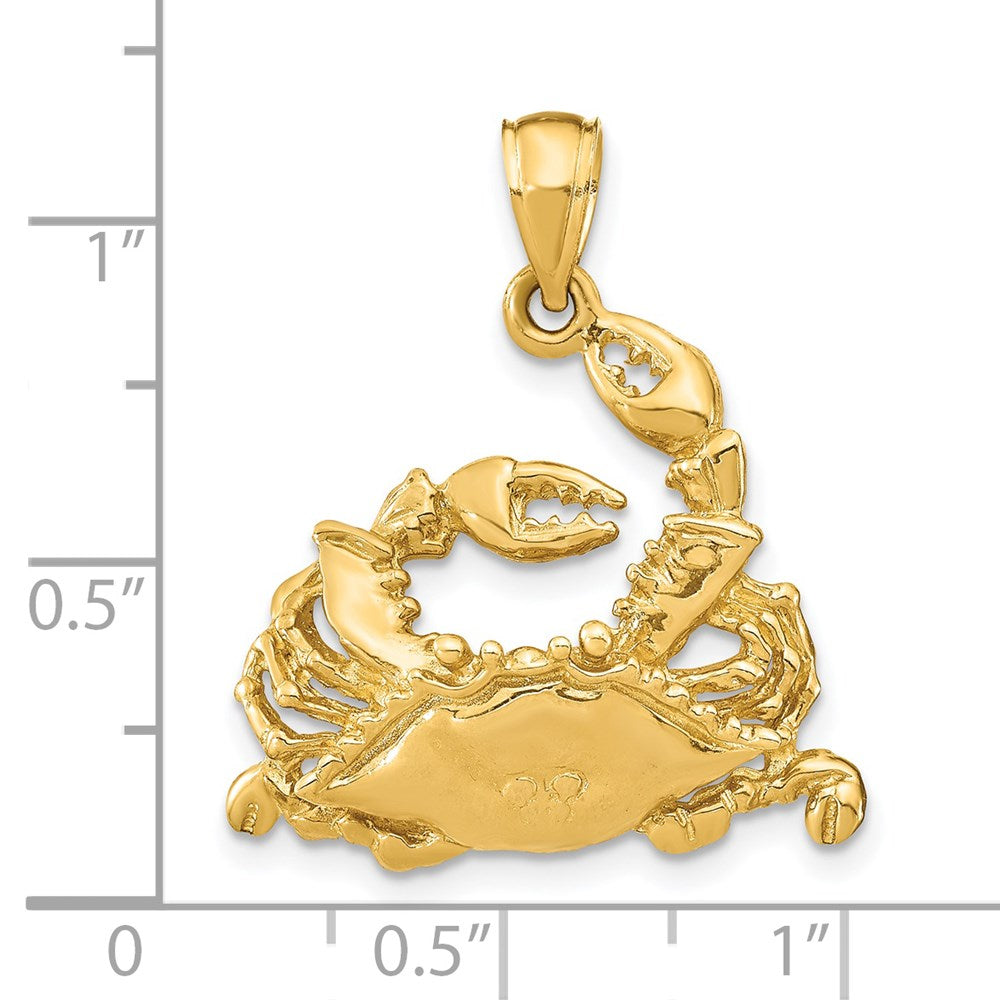 14K Polished Blue Crab Charm
