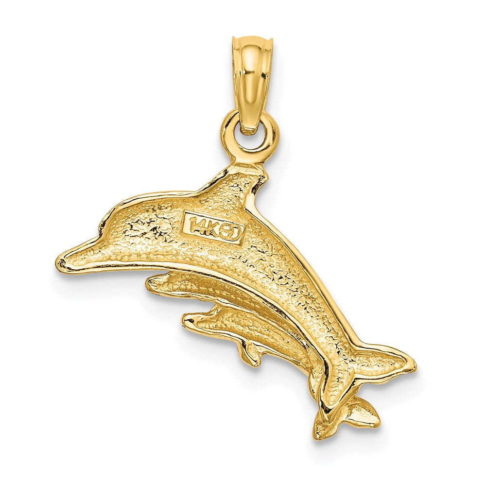 14K Dolphin w/ 2 Dolphins Charm