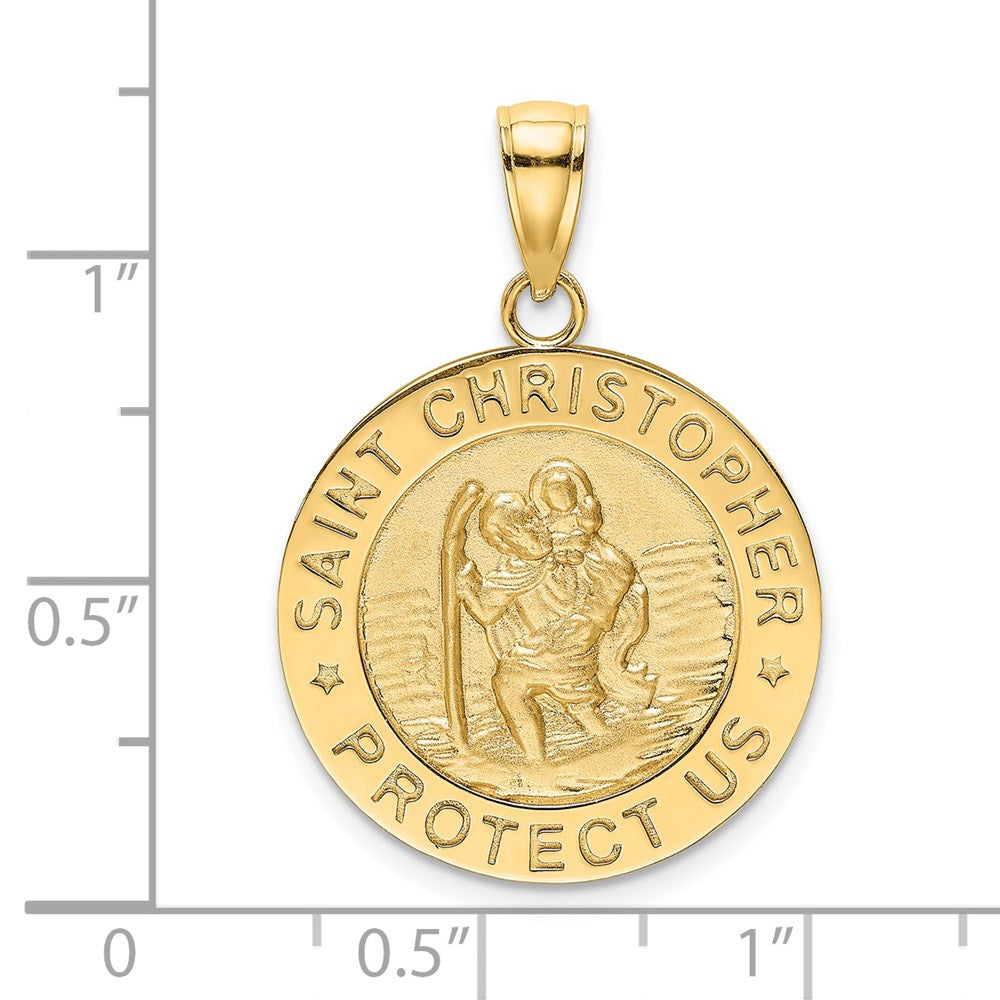 14K Polished / Satin Saint Christopher Medal Charm