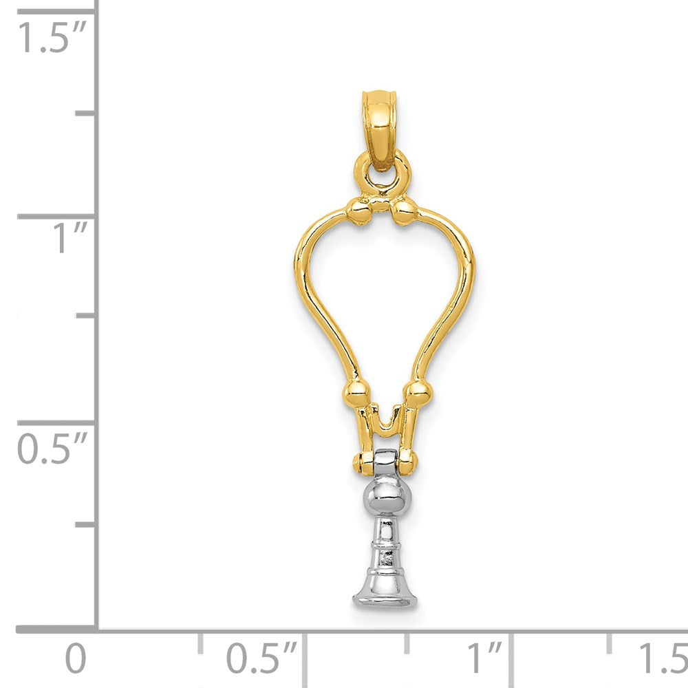 14k Two-Tone 3-D Stethoscope Pendant