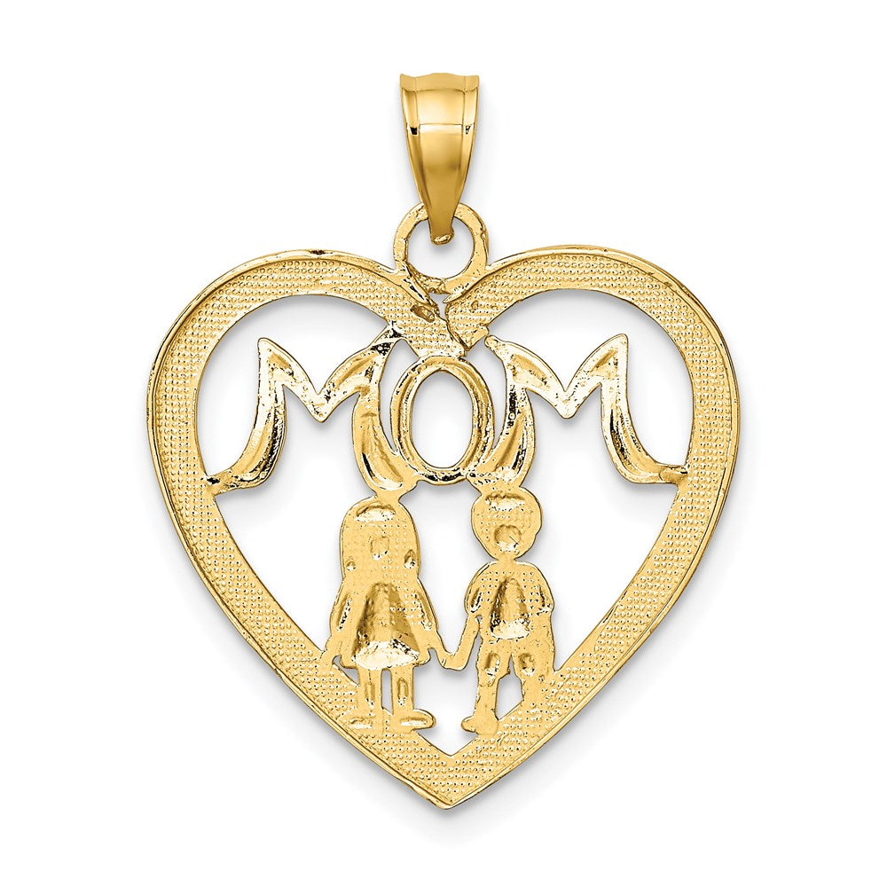 14k w/ Rhodium MOM Heart with 2 Charm