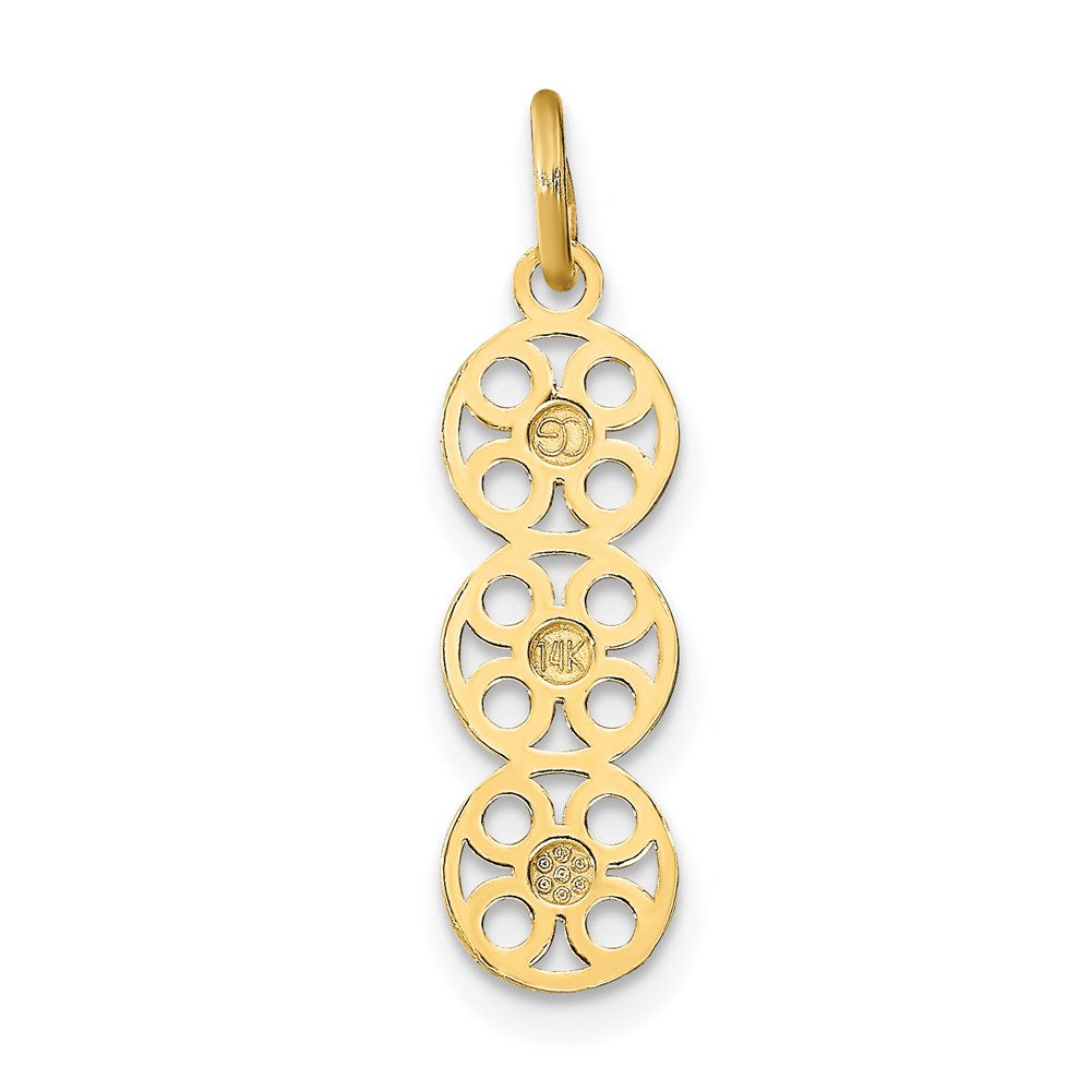 14K w/Rhodium and D/C 3 Circle Charm