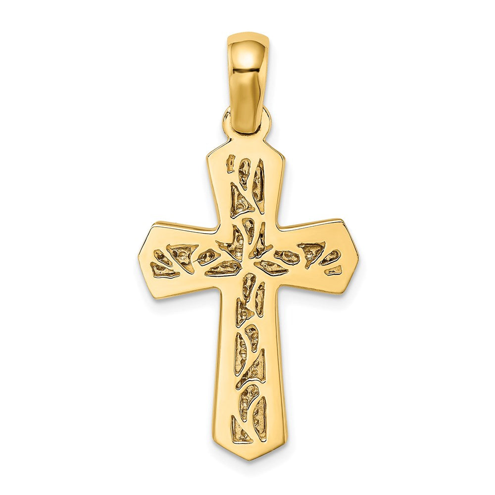 14K Two-tone Polished Cross Charm