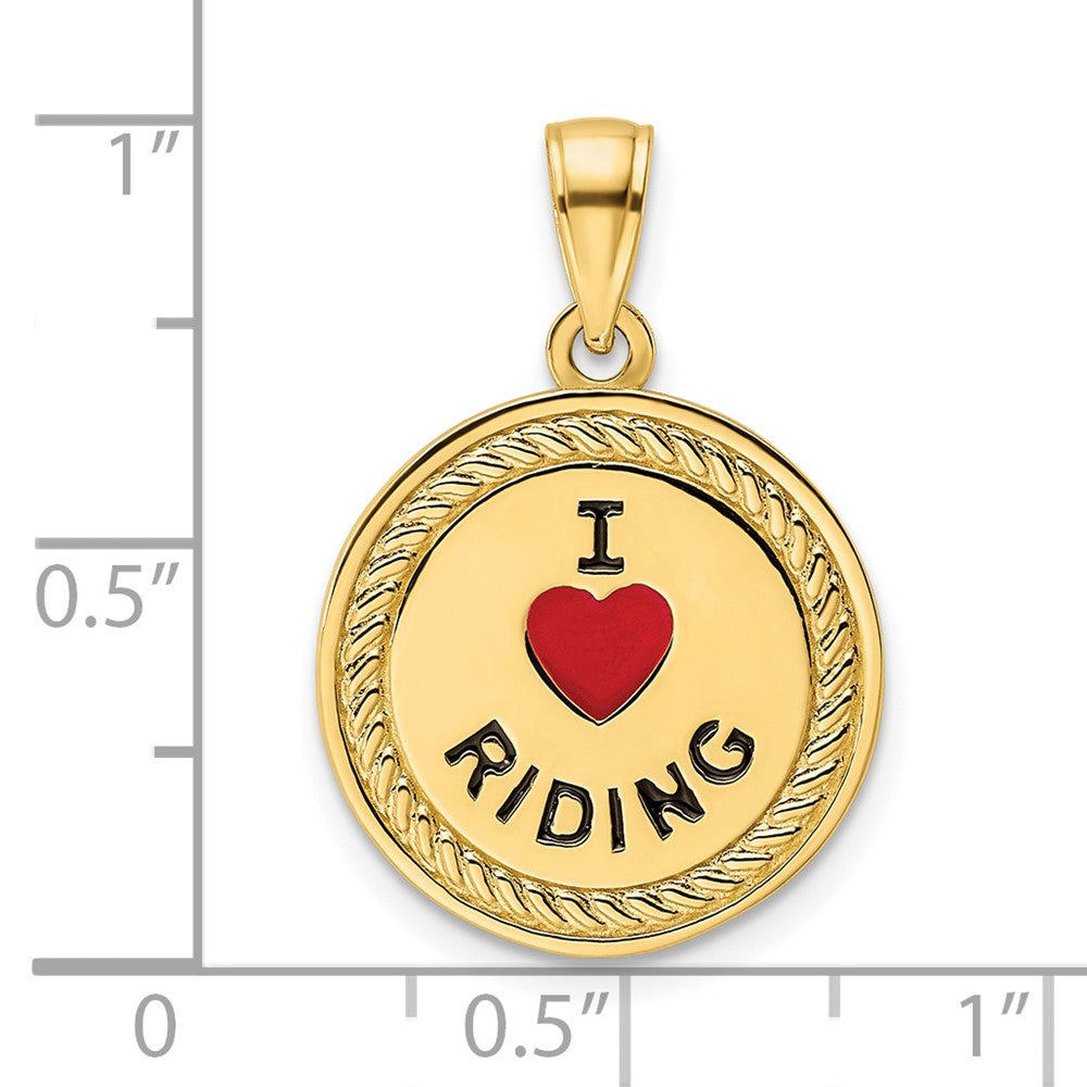 14K I Heart Horses/I Heart Riding Enameled Reversible Pendant