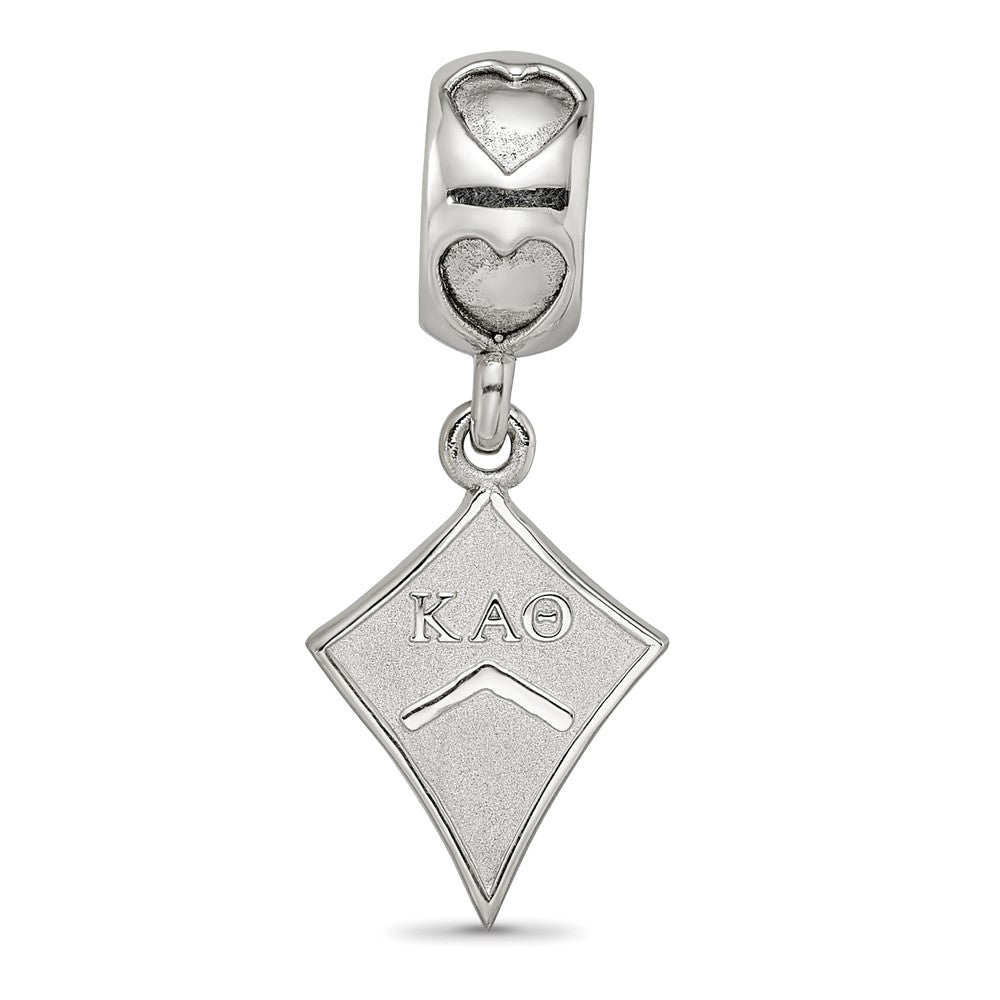 Sterling Silver Rhodium-plated Kappa Alpha Theta Kite Heart Bead