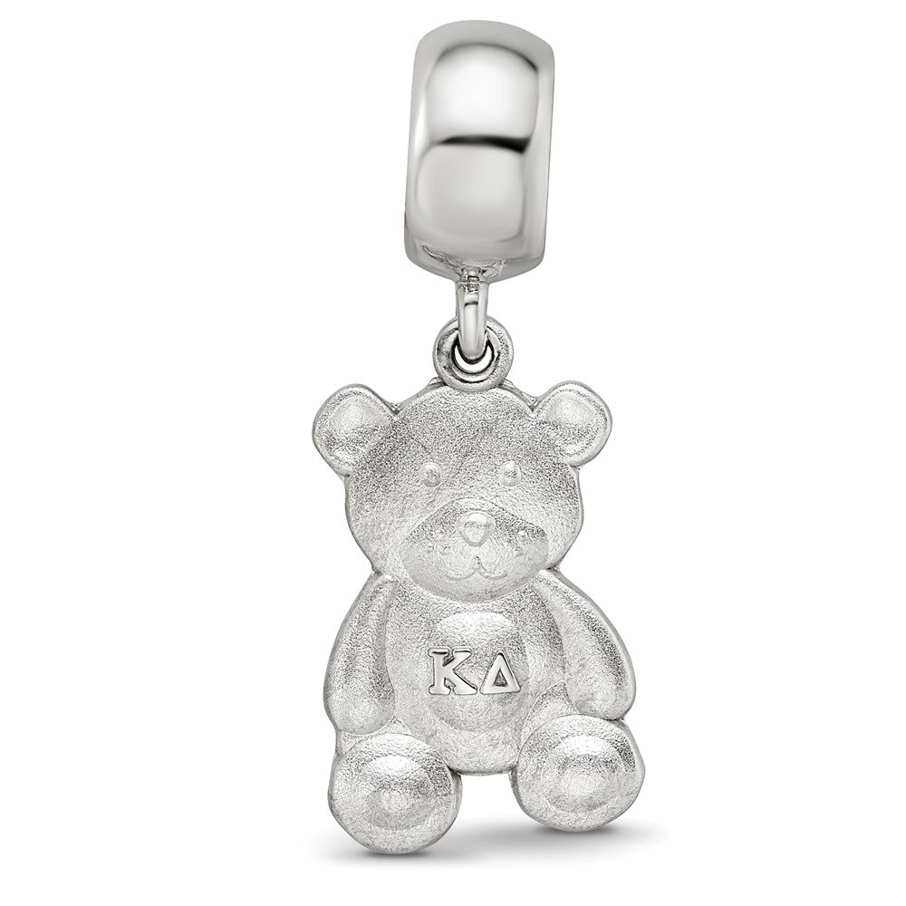 Sterling Silver Rhodium-plated LogoArt Kappa Delta Teddy Bear on Bead