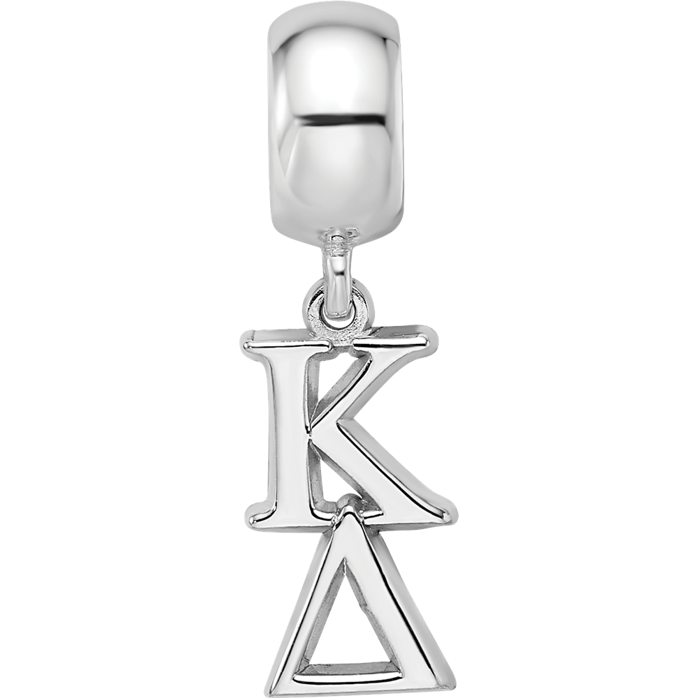Sterling Silver Rhodium-plated Kappa Delta Vertical Letters on Bead