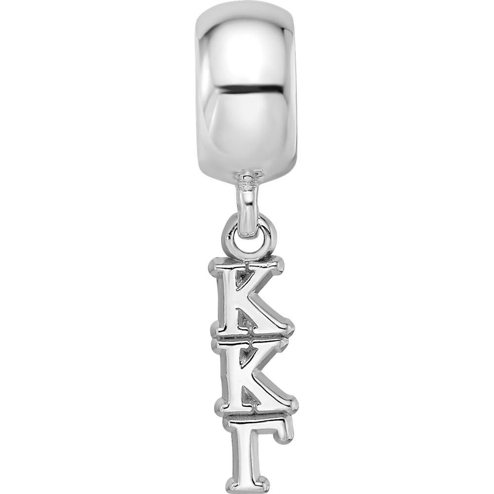 Sterling Silver RH-plate Kappa Kappa Gamma Vertical Letter Bead