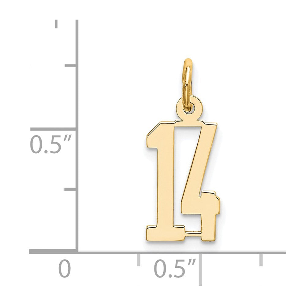 14k Small Elongated Number 14 Charm